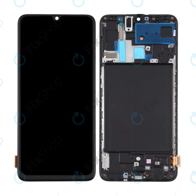 Schermo per Samsung A70 A705F, Black, Vetro touch con cornice