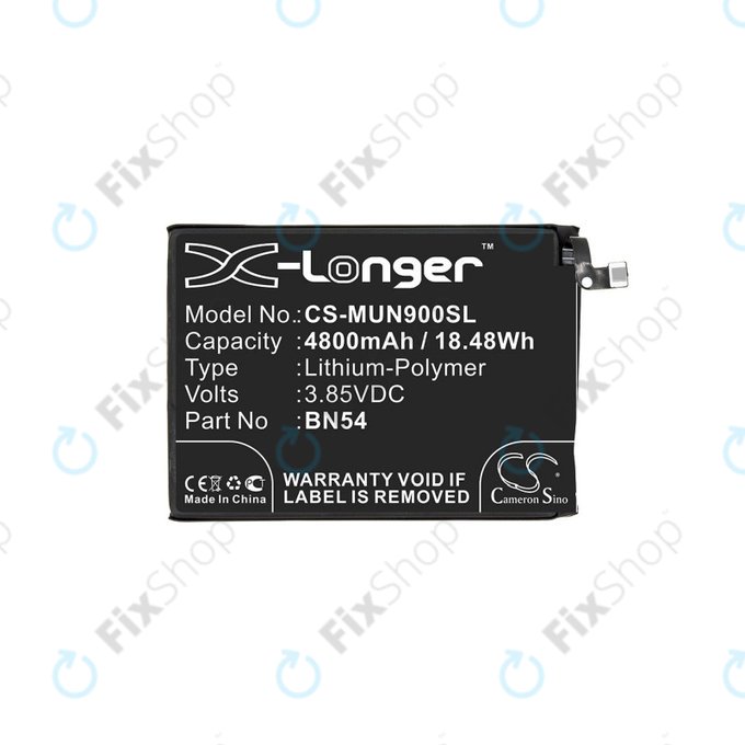 Batteria per Xiaomi Redmi 9 M2004J19G, 4800mAh, Li-Pol, 3.85 V, BN54, HQ