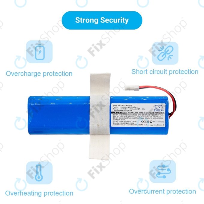 Batteria per Zaco V3, V40, V5s Pro, V5x, Silvercrest SSWR A1, SSWR B1, SSR 3000 A1, 18650B4-4S1P-AGX-2, Li-Ion, 2600mAh, 14.4V, HQ