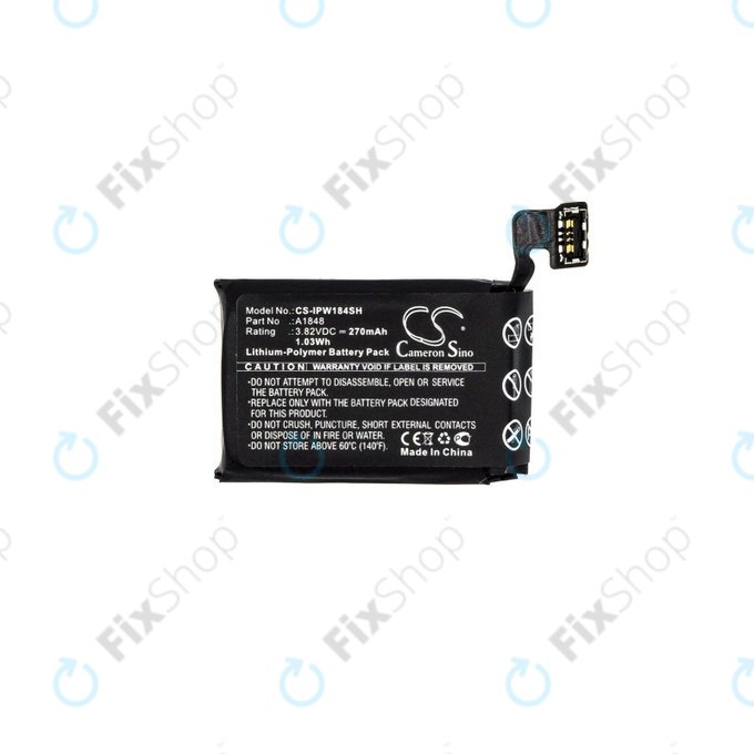 Batteria per Apple Watch 3 38 mm, 270mAh, GPS + Cellular Version, Li-Pol, 3.82 V, A1848, HQ