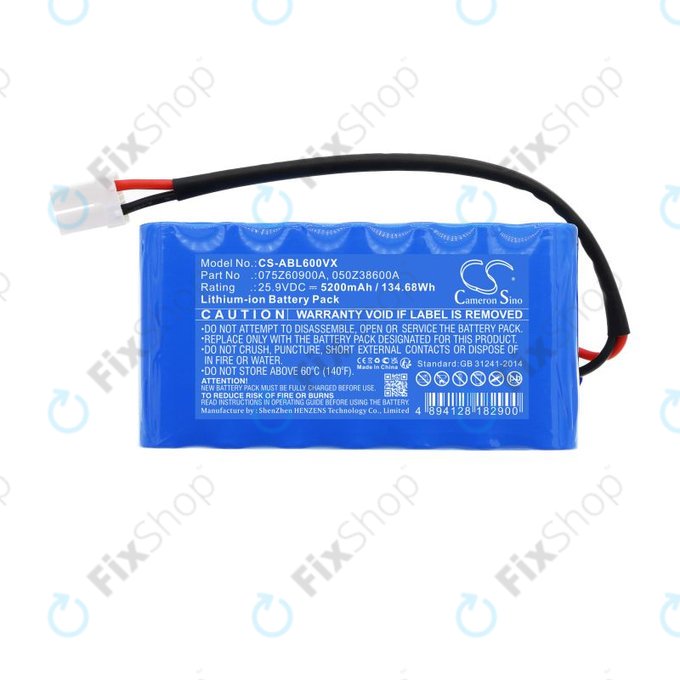 Batteria per Wiper i130S, Ambrogio Twenty Elite, 075Z60900A, Li-Ion, 5200mAh, 25.9V, HQ