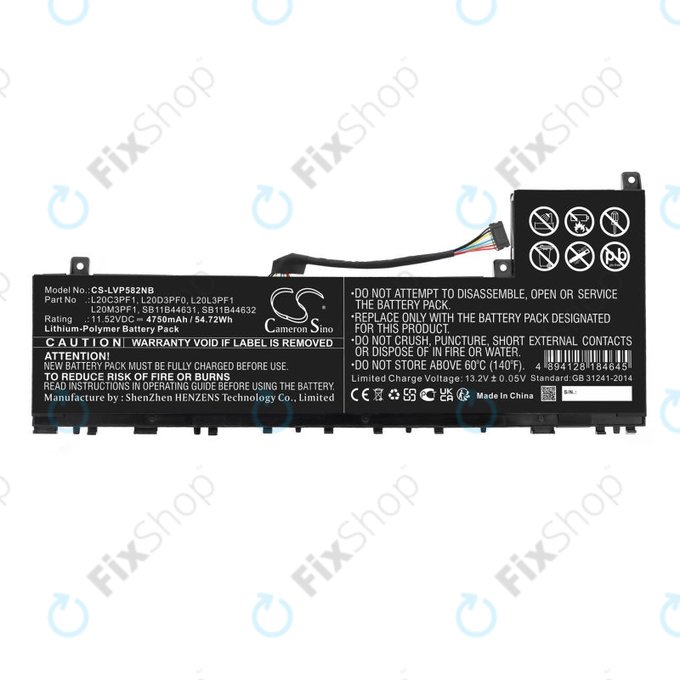 Batteria per Lenovo IdeaPad 5 Pro 14ITL6, L20C3PF1, Li-Pol, 4750mAh, 11.52V, HQ