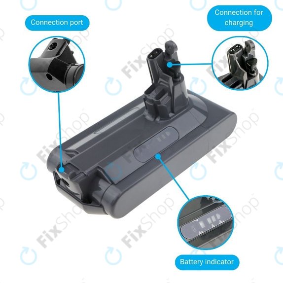 Batteria per Dyson V10, 969352-02, SV12, 206340, Li-Ion, 3000mAh, 25.2V, HQ