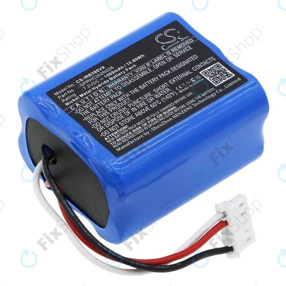 Batteria per iRobot Braava 2000, 300, 380, 380T, 381, 390, Mint 5200, Mint Plus 5200, Proscenic JOJO Professional, GPRHC202N026, 4409709, W206001001399, Ni-MH, 1500mAh, 7.2V, HQ
