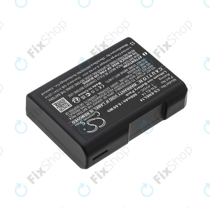 Batteria per Nikon D3100 DSLR, EN-EL14, Li-Ion, 900mAh, 7.4V, HQ