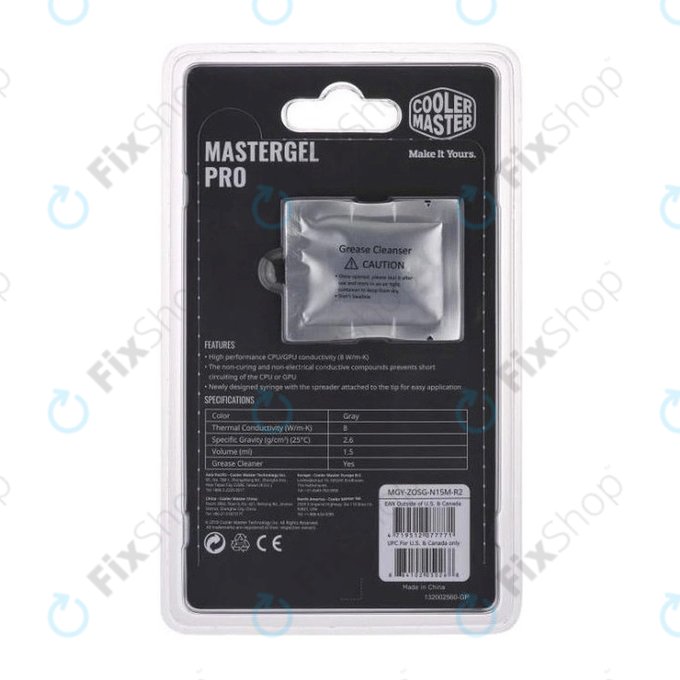 Pasta termica MasterGel Pro V2 per CPU, 4g, Grigia
