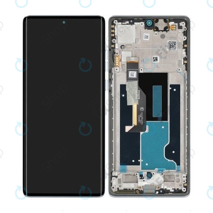Schermo per Motorola Edge 50 Fusion, Marshmallow Blue, Vetro touch con cornice, 5D68C24359, Genuine Service Pack