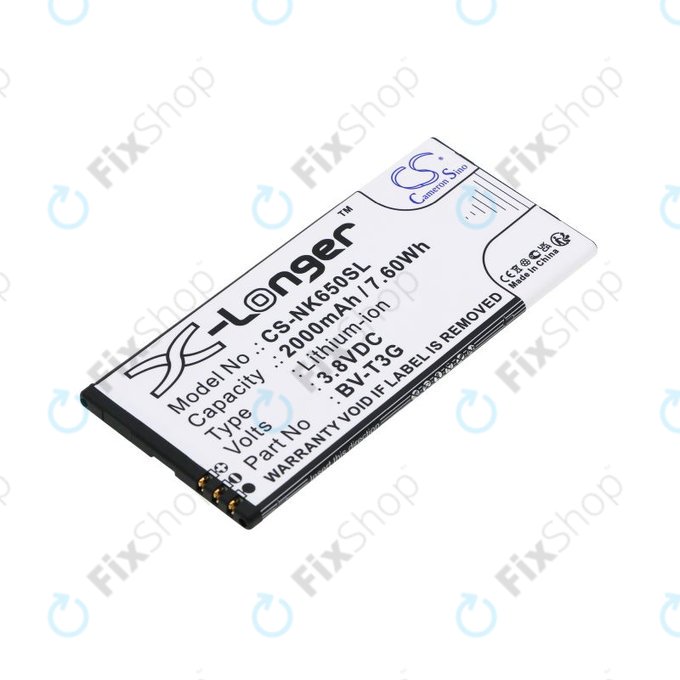 Batteria per Nokia Lumia 650, BV-T3G, Li-Ion, 3.8V, 2000mAh, HQ