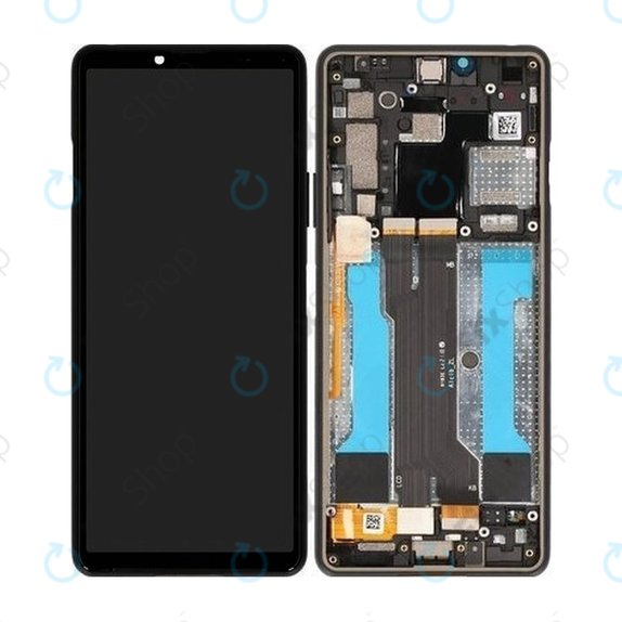 Schermo per Sony Xperia 10 III, Black, Vetro touch con cornice, A5034092A, Genuine Service Pack