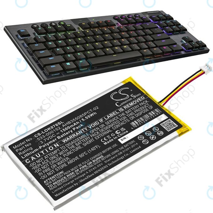 Batteria per Logitech G913, G913 TKL, G915, G915TKL, 533-000152, Li-Pol, 1500mAh, 3.7V, HQ