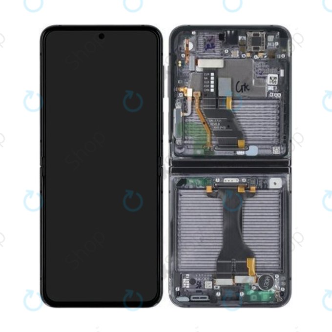 Schermo per Samsung Z Flip 5 F731B, Graphite, Vetro touch con cornice, GH82-31827A, Genuine Service Pack