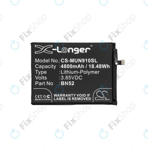 Batteria per Xiaomi Redmi Note 9 Pro, 4800mAh, Li-Pol, 3.85 V, BN52, HQ