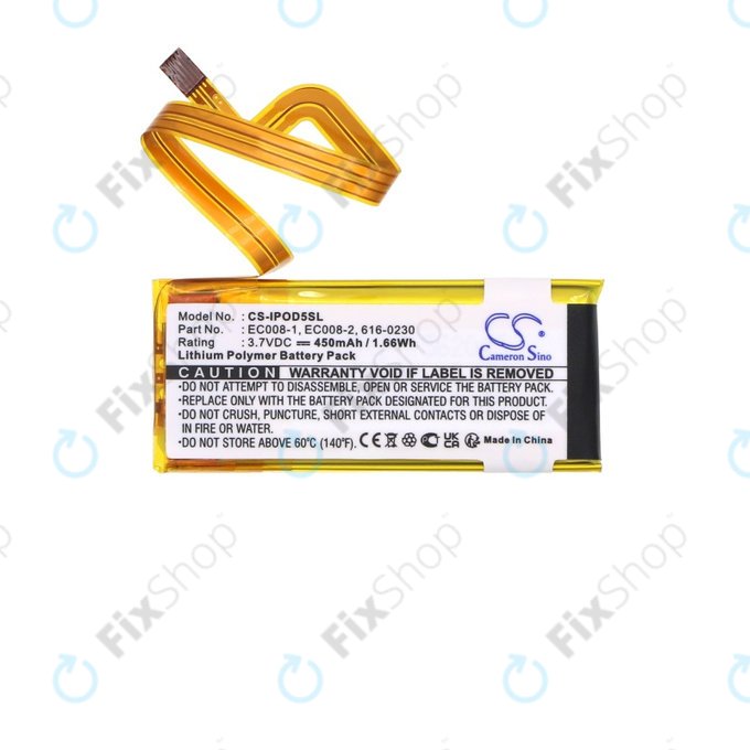 Batteria per iPod Classic 6th Gen, iPod 5G, iPod Video, EC008, Li-Pol, 450mAh, 3.7V, HQ
