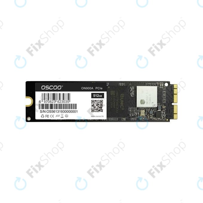 SSD 512GB PCIe per MacBook Air, Pro (Late 2013 - 2017), Oscoo ON900A, Refurbished