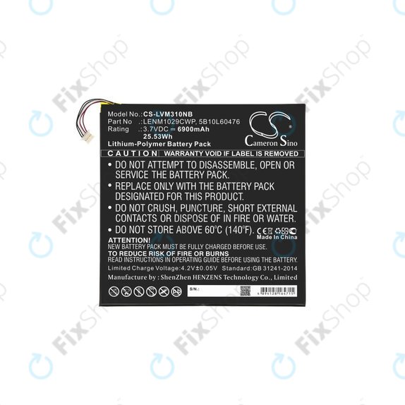 Batteria per Lenovo Miix 300, Miix 310, LENM1029CWP, Li-Pol, 6900mAh, 3.7V, HQ