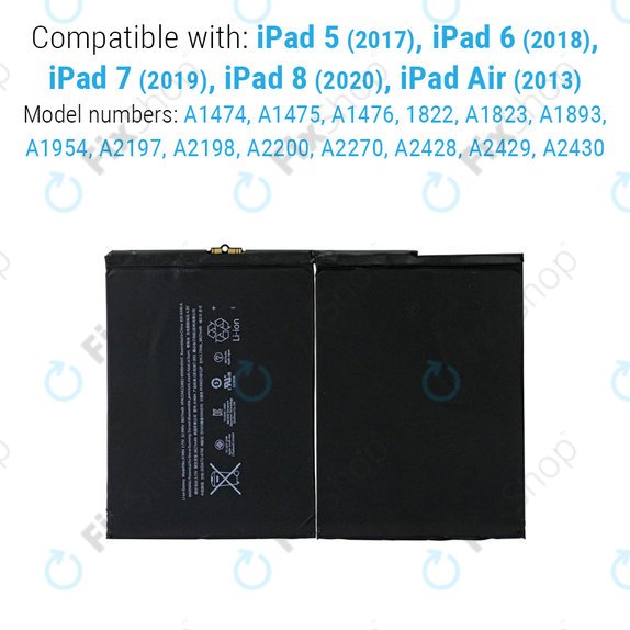 Batteria per iPad Air, iPad (5th Gen 2017 - 9th Gen 2021), 8827mAh