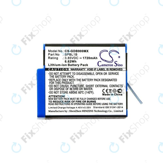 Batteria per Gopro Hero 9, 11, SPBL1B, Li-Ion, 1720mAh, 3.85V, HQ
