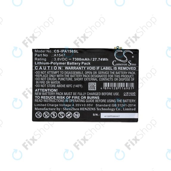 Batteria A1547 per Apple iPad Air 2, iPad (6th Gen 2018), 7300mAh, HQ