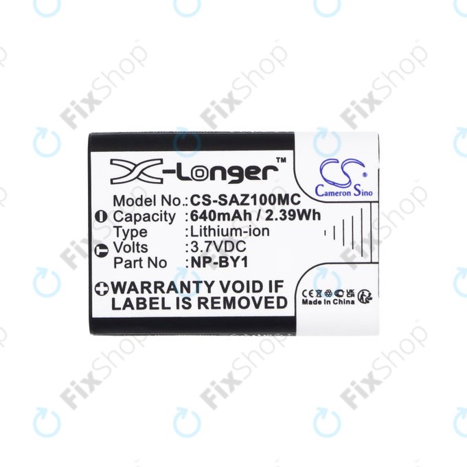 Batteria per Sony HDR-AZ1, NP-BY1, Li-Ion, 640mAh, 3.7V, HQ