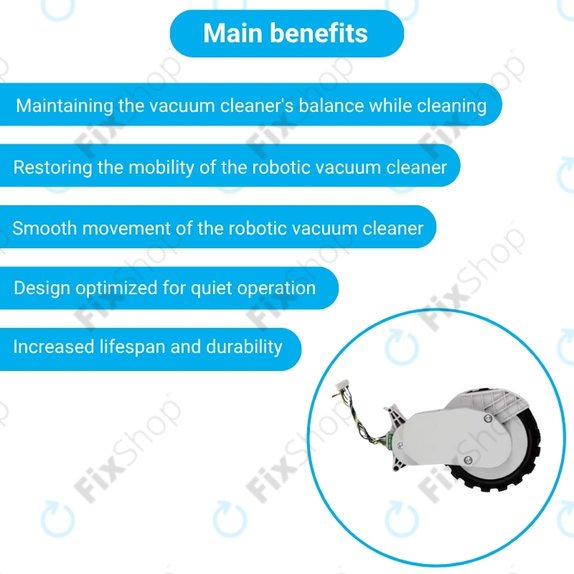Ruota con motore (sinistra) per Xiaomi Robot Vacuum X20, S10, Dreame X30, X20, X10 Pro, White
