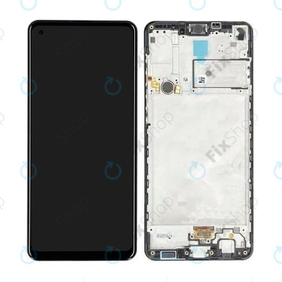 Schermo per Samsung A21s A217F, Black, Vetro touch con cornice, GH82-22988A, GH82-23137A, GH82-24641A, GH82-24642A, GH82-23089A, Genuine Service Pack