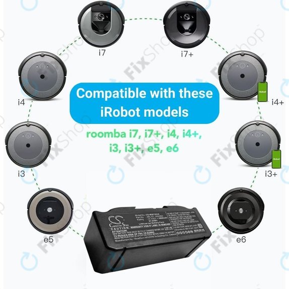 Batteria per iRobot Roomba e-seriess, i-seriess, ABL-D1, 4624864, ABL-D2, Li-Ion, 6800mAh, 14.4V, HQ