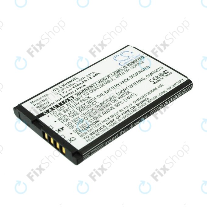 Batteria per LG 230 Nite, LGIP-430A, Li-Ion, 3.7V, 650mAh, HQ