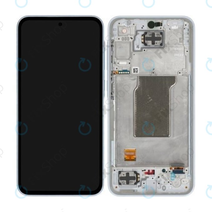 Schermo per Samsung A35 A356B, Awesome Iceblue, Vetro touch con cornice, GH82-34221B, Genuine Service Pack