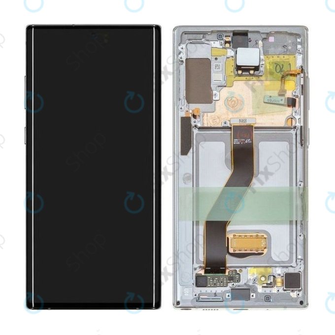 Schermo per Samsung Note 10 Plus, Aura White, Vetro touch con cornice, GH82-20838B, Genuine Service Pack