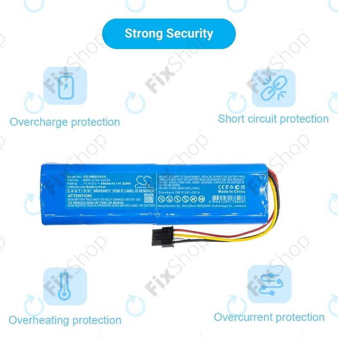 Batteria per Xiaomi Mi Robot Vacuum Mop-seriess, Dream-seriess, RobGoldck-seriess, BRR-2P4S-6800, Li-Ion, 6800mAh, 14.4V, HQ