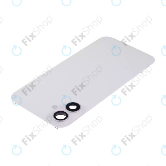 Vetro scocca posteriore per iPhone 16 Plus, White, con lente fotocamera, piastra metallica e magnete MagSafe