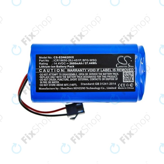 Batteria per Ecovacs Deebot N79, N79S, Eufy RoboVac-seriess, Proscenic 850-seriess, BFG-WSQ, ICR18650-26J-4S1P, UR18650ZY-4S1P-AAM, Li-Ion, 2600mAh, 14.4V, HQ
