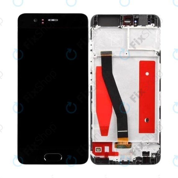 Schermo per Huawei P10, Black, Vetro touch con cornice