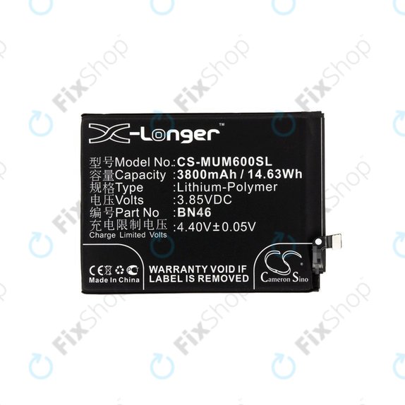 Batteria per Xiaomi Redmi Note 8T, 3800mAh, Li-Pol, 3.85 V, BN46, HQ