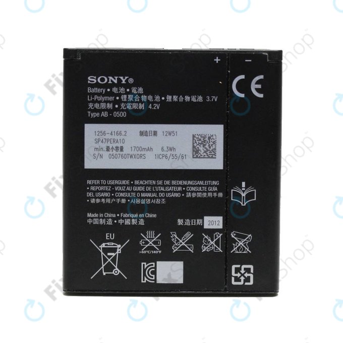Batteria per Sony Xperia J (ST26i), L (C2105), M (C1905), E1 (D2005), BA900, 1700mAh