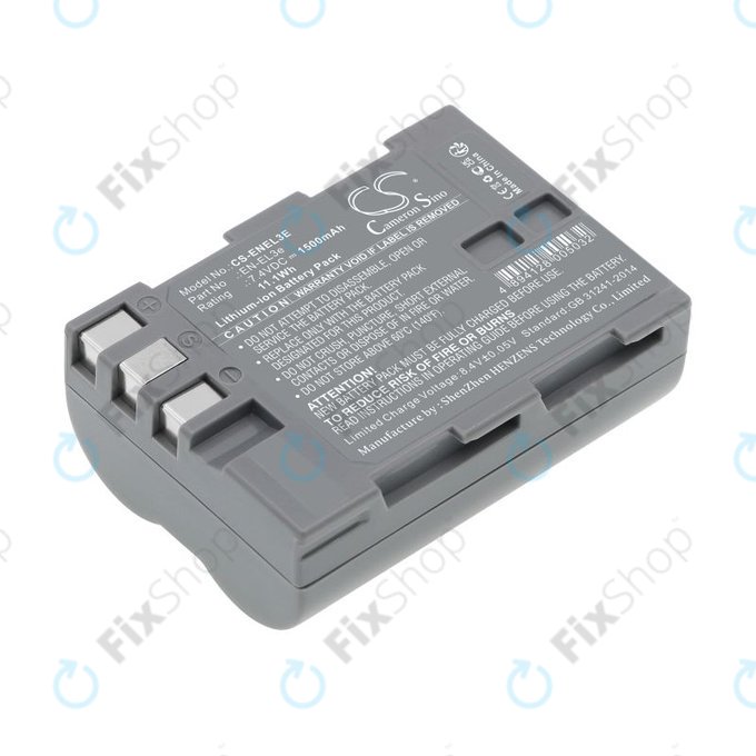 Batteria per Nikon D100, D200, D50, D70, D70s, D80, D300S, D700, D90, D300, EN-EL3e, Li-Ion, 1500mAh, 7.4V, HQ