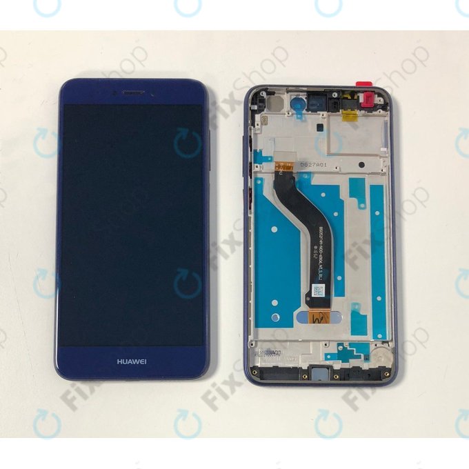 Schermo per Huawei P9 Lite (2017), Honor 8 Lite, Blue, Vetro touch con cornice