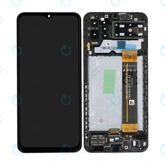 Schermo per Samsung A13 A137F, Black, Vetro touch con cornice, GH82-29227A, GH82-29228A, Genuine Service Pack