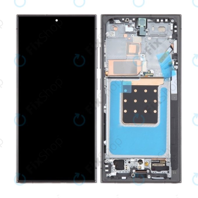 Schermo per Samsung S24 Ultra S928B, Titanium Black, Vetro touch con cornice