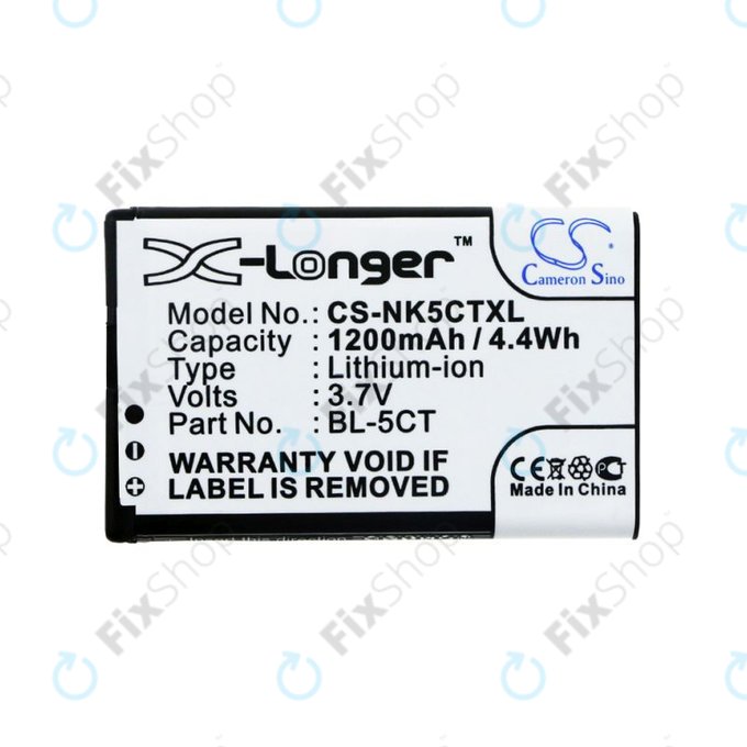 Batteria per Nokia 5220, 5630, 6303, 6700, C5, BL-5CT, Li-Ion, 3.7V, 1200mAh, HQ