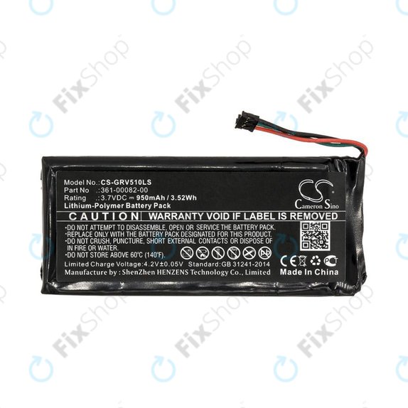 Batteria per Garmin Varia TL, RTL510, Varia RTL501, 361-00082-00, Li-Pol, 950mAh, 3.7V, HQ