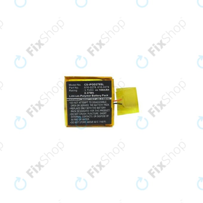 Batteria per iPod Shuffle (2nd Gen, 3rd Gen), 100mAh, 616-0274, HQ
