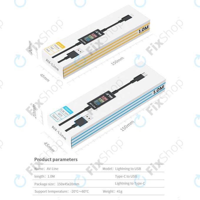 Cavo di ricarica con rilevamento intelligente da Lightning a USB-C, AV-Line