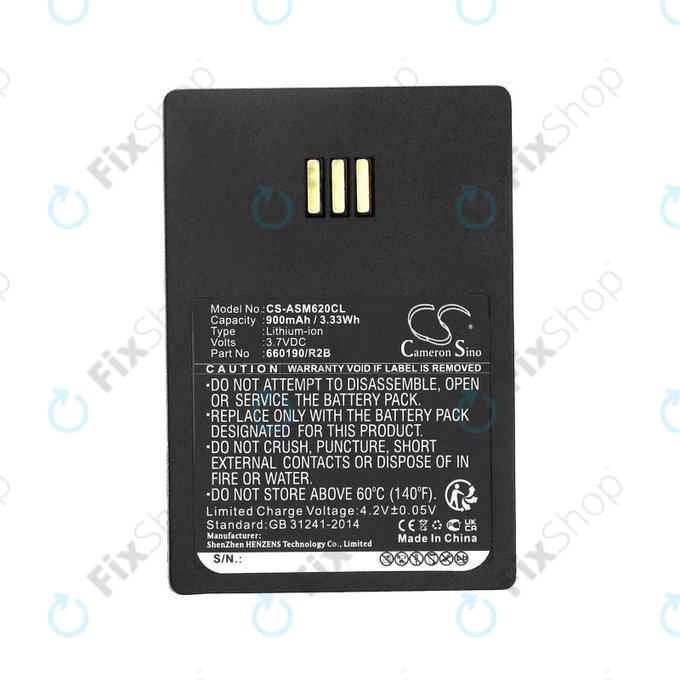 Batteria per Siemens Openstage WL3, Ascom, Aastra, Innovaphone, 660190/R2B, Li-Ion, 900mAh, 3.7V, HQ