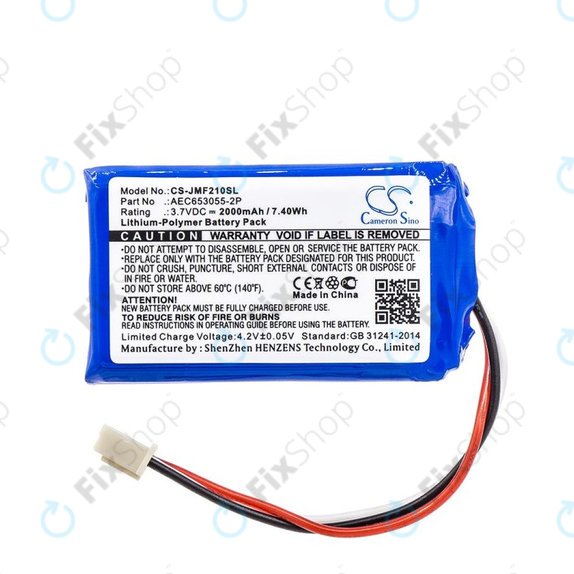 Batteria per JBL Flip 2 (2013), AEC653055-2P, Li-Pol, 2000mAh, 3.7V, HQ
