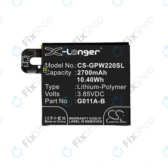 Batteria per Google Pixel 2 G011A, 2700mAh, Li-Pol, 3.85 V, G011A-B, HQ