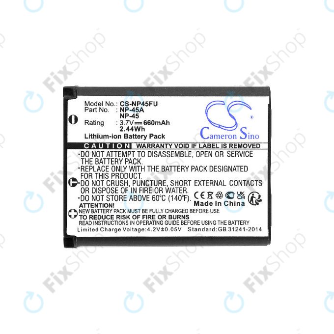Batteria per Leica, ALBA, Fujifilm, Avision, Praktica, Medion, NP-45, Li-Ion, 660mAh, 3.7V, HQ