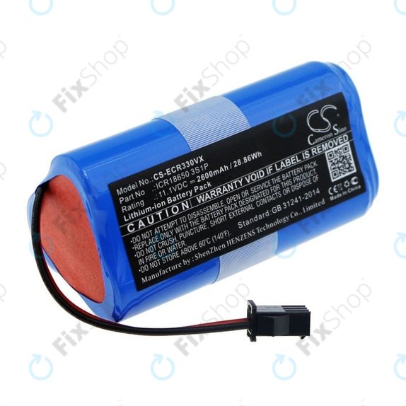 Batteria per Ecovacs CEN330, CR-seriess, ICR18650 3S1P, Li-Ion, 2600mAh, 11.1V, HQ