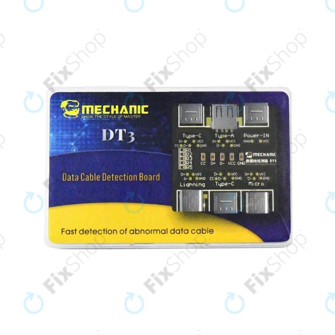 Tester per cavi dati Lightning, USB-C, microUSB, Mechanic DT3