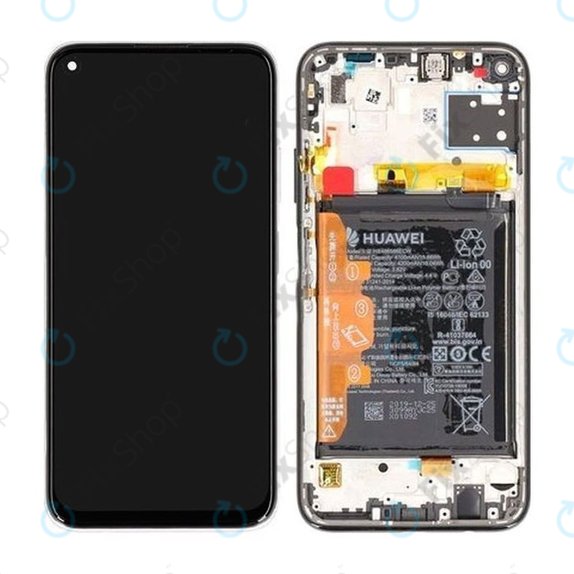 Schermo per Huawei P40 lite, Vetro touch con cornice, batteria, Breathing Crystal, 02353KFV, Genuine Service Pack